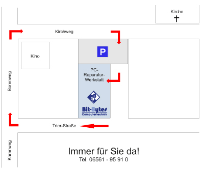 Eingang Bit-Bytes Reparatur-Werkstatt karte werkstatt eingang